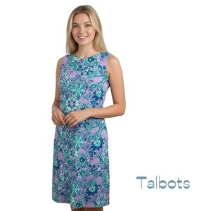 Talbots Blue Purple Floral Dress Size S